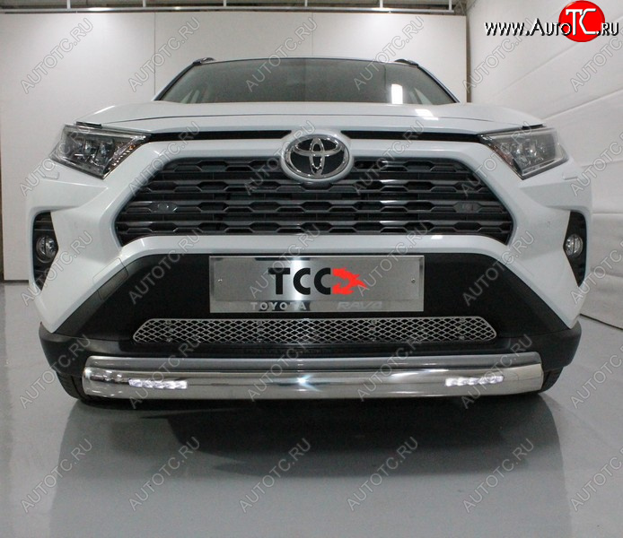 34 999 р. Защита переднего бампера овальная с ДХО 75х42 мм ТСС Тюнинг Toyota RAV4 XA50 5 дв. дорестайлинг (2018-2025) (нержавейка)  с доставкой в г. Белгород