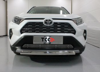 Защита передняя нижняя овальная короткая 75х42 мм ТСС Тюнинг Toyota RAV4 XA50 5 дв. дорестайлинг (2018-2025) (нержавейка)
