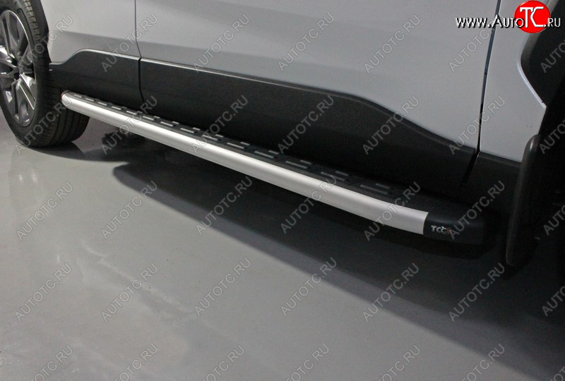 20 599 р. Пороги алюминиевые с пластиковой накладкой ТСС Тюнинг Toyota RAV4 XA50 5 дв. дорестайлинг (2018-2025) (серые)  с доставкой в г. Белгород