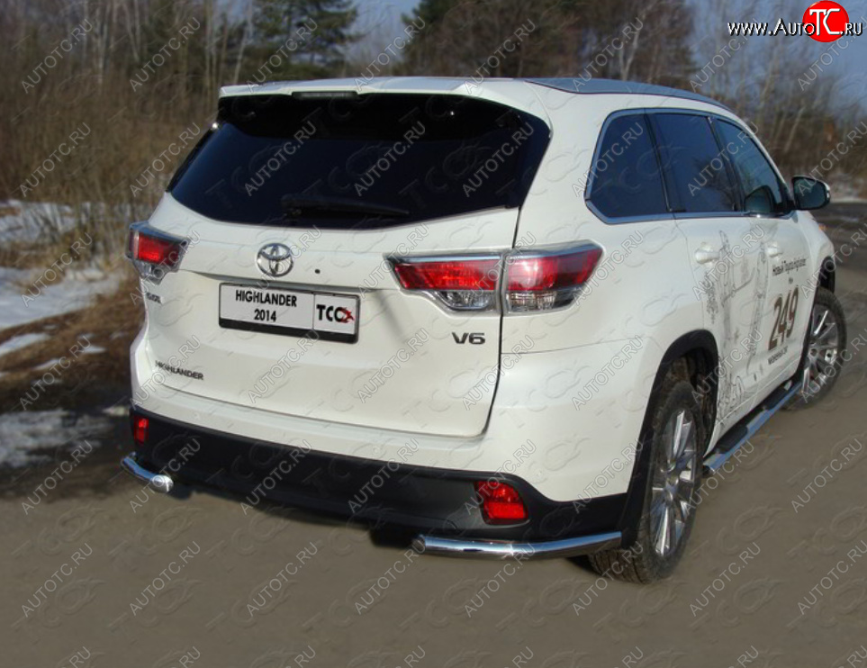 18 999 р. Защита заднего бампера (уголки, d60,3 мм) TCC Toyota Highlander XU50 дорестайлинг (2013-2017)  с доставкой в г. Белгород