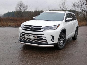 Защита переднего бампера овальная 75х42 мм ТСС Тюнинг Toyota Highlander XU50 рестайлинг (2016-2020) (нержавейка)