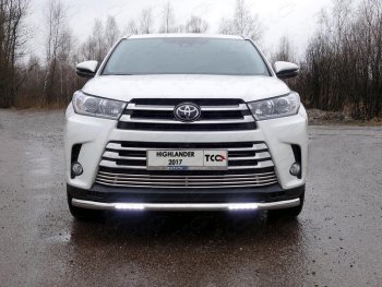Защита переднего бампера нижняя с ДХО 60,3 мм ТСС Тюнинг Toyota Highlander XU50 рестайлинг (2016-2020) (нержавейка)