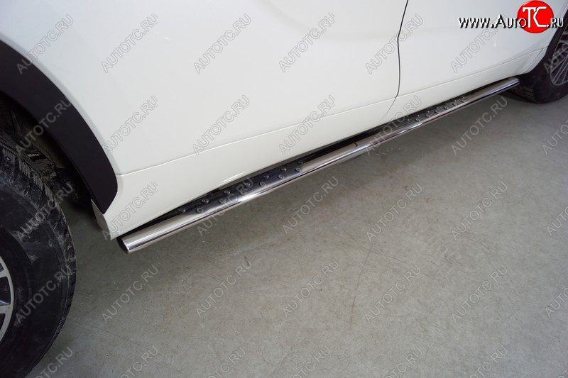 35 999 р. Пороги овальные с проступью 75х42 мм ТСС Тюнинг Toyota Highlander XU70 (2020-2025) (серые)  с доставкой в г. Белгород