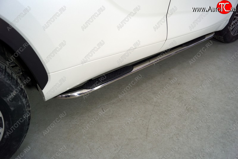 39 999 р. Пороги овальные гнутые с накладкой 75х42 мм ТСС Тюнинг Toyota Highlander XU70 (2020-2025) (серые)  с доставкой в г. Белгород