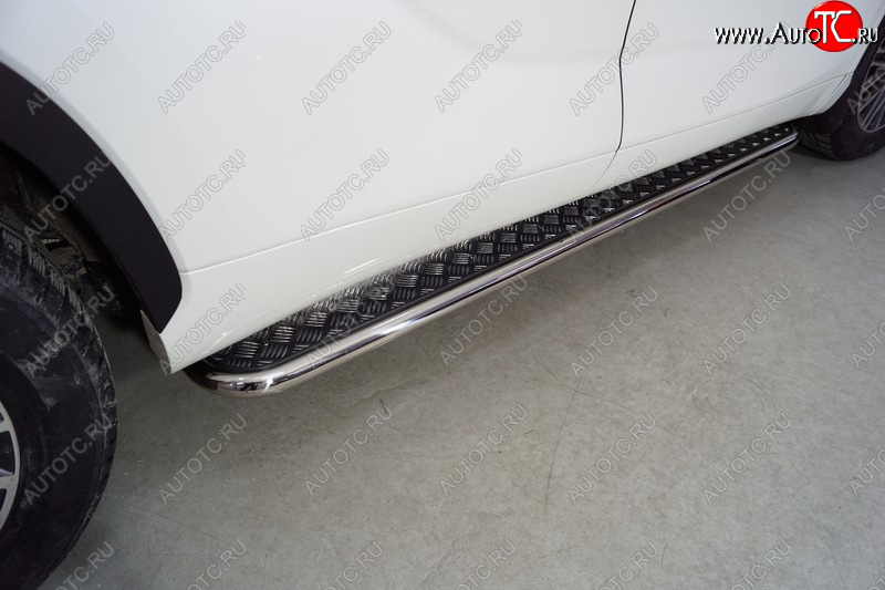 32 199 р. Пороги с площадкой 42,4 мм ТСС Тюнинг Toyota Highlander XU70 (2020-2025) (серые)  с доставкой в г. Белгород