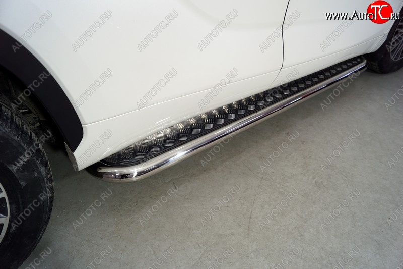 36 899 р. Пороги с площадкой 60,3 мм ТСС Тюнинг Toyota Highlander XU70 (2020-2025) (серые)  с доставкой в г. Белгород