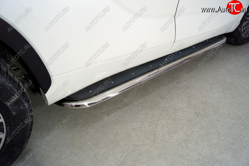 53 999 р. Пороги с площадкой 75х42 мм ТСС Тюнинг Toyota Highlander XU70 (2020-2025) (нержавейка)  с доставкой в г. Белгород