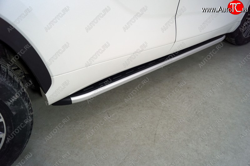 20 599 р. Пороги алюминиевые с пластиковой накладкой ТСС Тюнинг Toyota Highlander XU70 (2020-2025) (серые)  с доставкой в г. Белгород