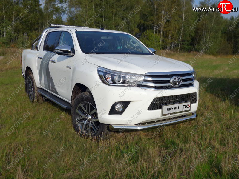 21 999 р. Защита переднего бампера нижняя d76,1 мм ТСС Тюнинг Toyota Hilux AN120 дорестайлинг (2016-2020) (нержавейка)  с доставкой в г. Белгород