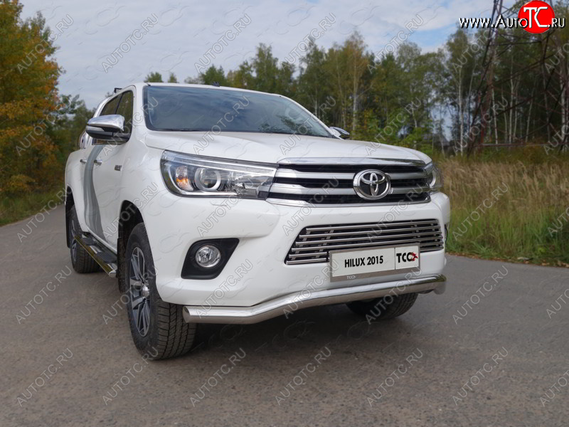 26 499 р. Защита переднего бампера кенгурин 76,1 мм ТСС Тюнинг Toyota Hilux AN120 дорестайлинг (2016-2020)  с доставкой в г. Белгород