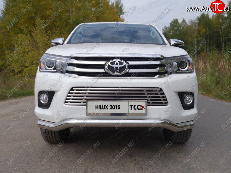 11 749 р. Декоративная вставка переднего бампера ТСС Тюнинг Toyota Hilux AN120 дорестайлинг (2016-2020) (d 16 мм)  с доставкой в г. Белгород