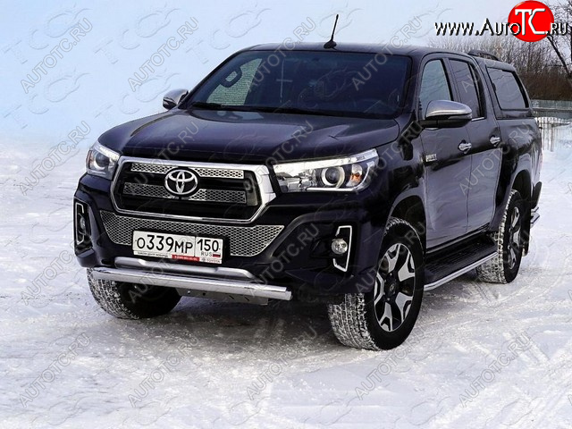 19 999 р. Защита переднего бампера нижняя 76,1 мм ТСС Тюнинг Toyota Hilux AN120 дорестайлинг (2016-2020) (нержавейка)  с доставкой в г. Белгород