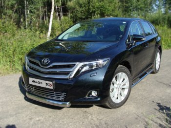 Защита переднего бампера овальная 75х42 мм ТСС тюнинг Toyota Venza GV10 рестайлинг (2012-2016) (нержавейка)