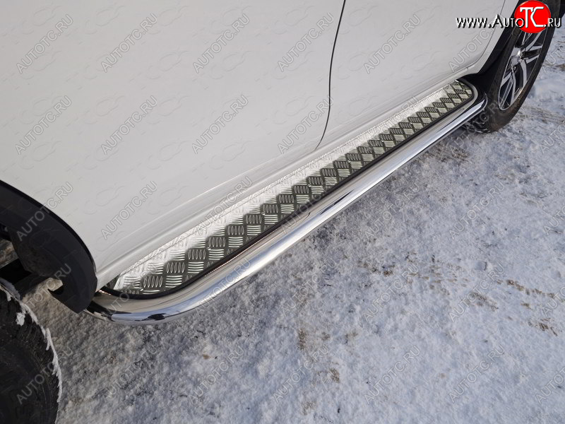 37 649 р. Пороги с площадкой 75х42 мм ТСС Тюнинг Toyota Venza GV10 рестайлинг (2012-2016) (серые)  с доставкой в г. Белгород