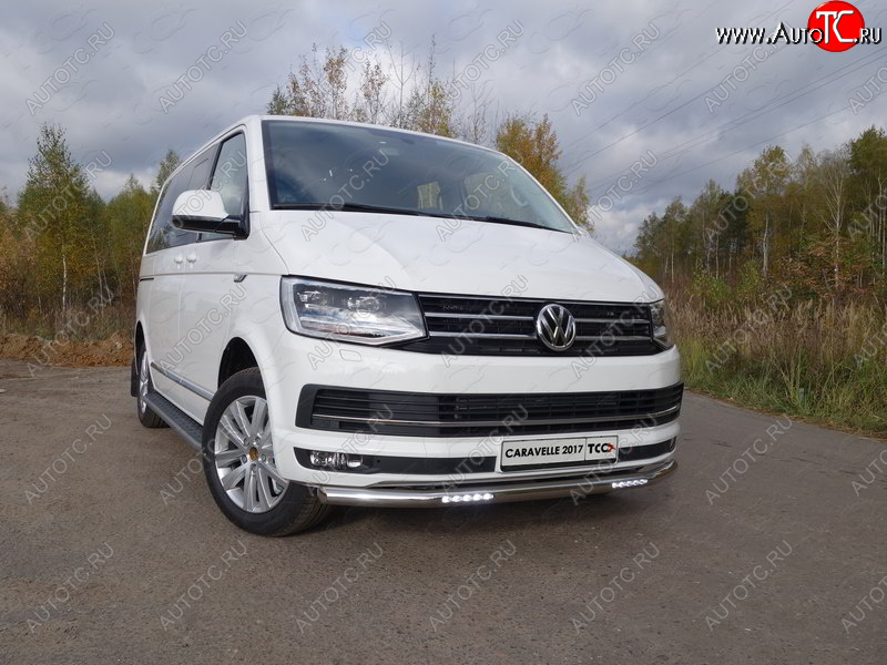 39 749 р. Защита переднего бампера нижняя с ДХО 60,3 мм ТСС Тюнинг Volkswagen Caravelle T6 дорестайлинг (2015-2019) (нержавейка)  с доставкой в г. Белгород