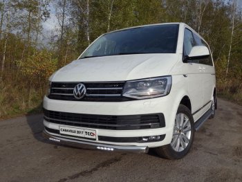 Защита передняя нижняя овальная с ДХО 75х42 мм ТСС Тюнинг Volkswagen Caravelle T6 дорестайлинг (2015-2019) (нержавейка)