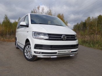 Защита переднего бампера нижняя с ДХО 60,3 мм ТСС Тюнинг Volkswagen Multivan T6 дорестайлинг (2016-2019) (нержавейка)
