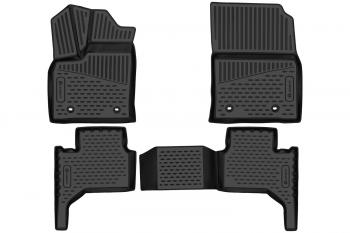 Коврики 3D в салон (5 мест) (полиуретан) Element Toyota Land Cruiser J300 дорестайлинг (2021-2025) (черные)