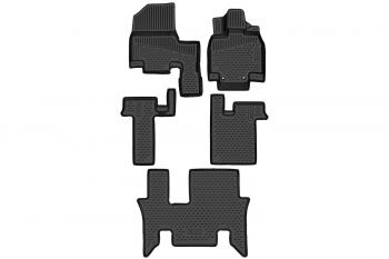 Коврики 3D в салон (полиуретан)(8 мест) Element Honda StepWagon  5 RP1,RP2, RP3, RP4, RP5 (2017-2022)  минивэн рестайлинг (черные)