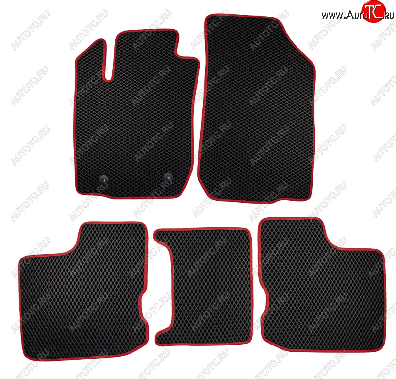 2 599 р. Комплект ковриков в салон (чёрные, красная окантовка) Klever EVA  Honda Fit  4 GR (2019-2022) дорестайлинг  с доставкой в г. Белгород