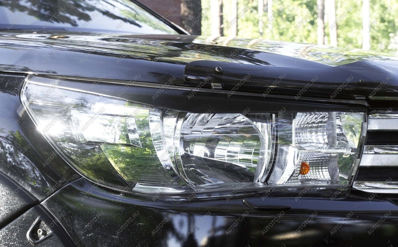 1 199 р. Накладки на передние фары (реснички) Русская Артель Toyota Hilux AN120 1-ый рестайлинг (2017-2020) (глянец под покраску)  с доставкой в г. Белгород