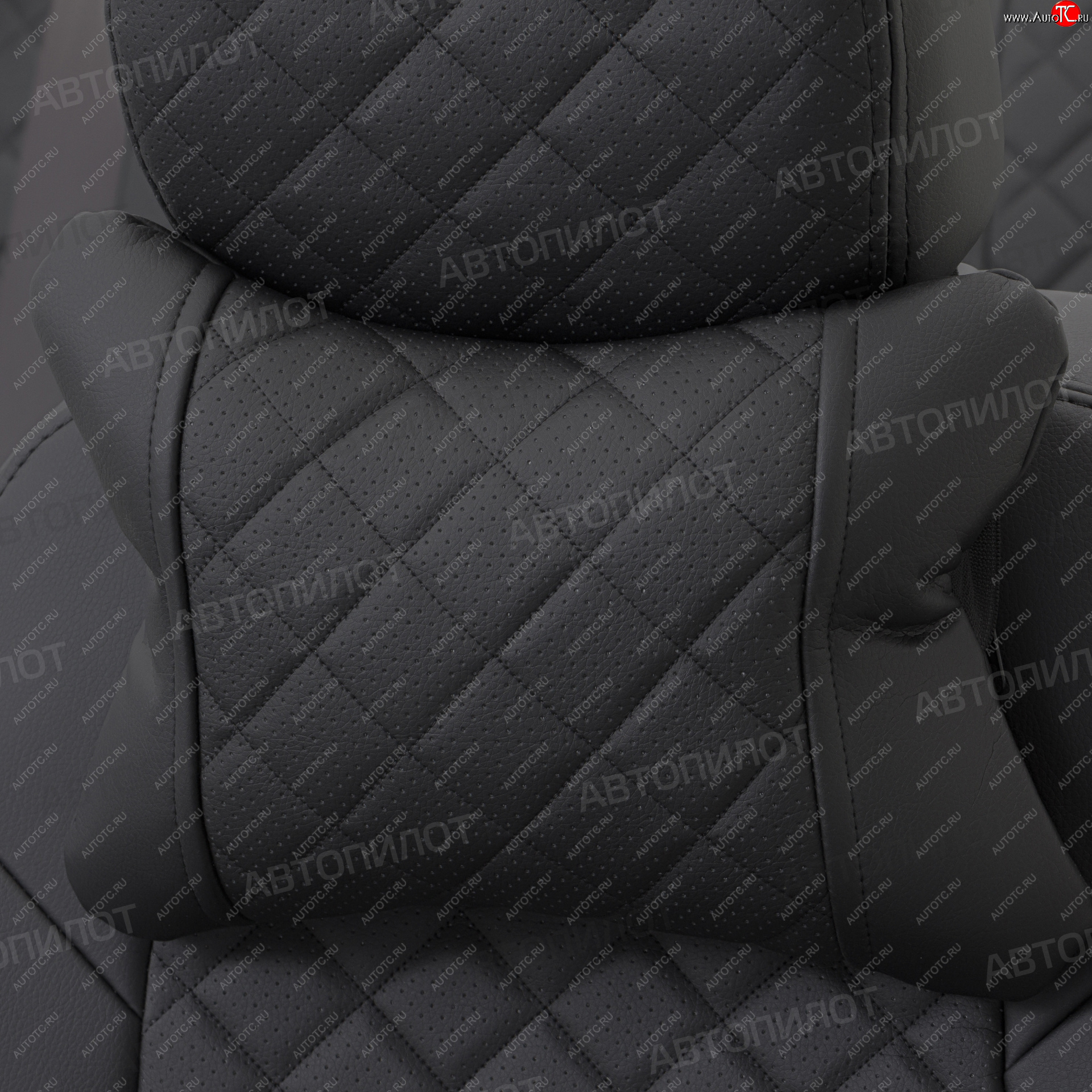 649 р. Подушки под шею (2 шт., экокожа) Автопилот Ромб Hyundai IX20 JC дорестайлинг (2010-2020) (черный)  с доставкой в г. Белгород