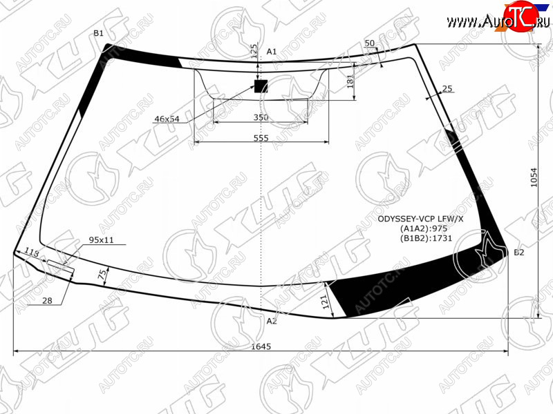 9 849 р. Стекло лобовое (Assembly США) XYG Honda Odyssey 3 (2004-2008)  с доставкой в г. Белгород