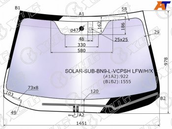 Стекло лобовое (Атермальное Обогрев щеток Датчик дождя) XYG Subaru Legacy BN/B15 рестайлинг седан (2017-2025)