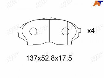 999 р. Колодки тормозные передние FR-FL SAT Toyota Cresta X100 дорестайлинг (1996-1998)  с доставкой в г. Белгород. Увеличить фотографию 2