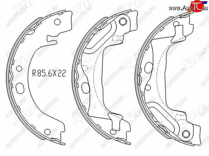 1 249 р. Колодки барабанные задние RH-LH SAT Toyota Corolla E120 хэтчбек 5 дв. дорестайлинг (2000-2004)  с доставкой в г. Белгород