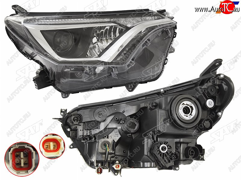 9 699 р. Фара правая (галоген, с электрокорректором) SAT Toyota RAV4 XA40 5 дв. рестайлинг (2015-2019)  с доставкой в г. Белгород