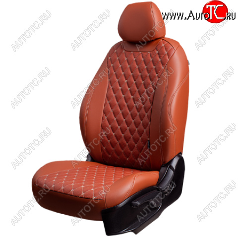 24 549 р. Комплект чехлов для сидений (Орегон) БАЙРОН РОМБ Lord Autofashion Audi Q3 F3 (2018-2022) (коричневый, вставка св-коричневы, строчка беж)  с доставкой в г. Белгород