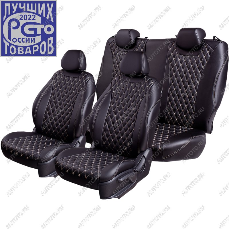 13 949 р. Чехлы для сидений (РЗС60/40, Экокожа) БАЙРОН РОМБ Lord Auto Geely GC6 (2014-2017) (черный/бежевый)  с доставкой в г. Белгород