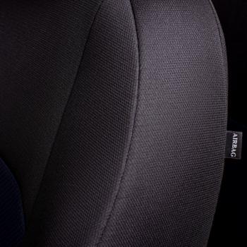 5 399 р. Комплект чехлов для сидений (РЗСиС 40/60 2Г Жаккард) Дублин Lord Autofashion Skoda Fabia Mk2 хэтчбэк дорестайлинг (2007-2010) (черный, вставка Ёж синяя)  с доставкой в г. Белгород. Увеличить фотографию 9