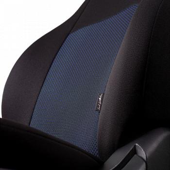 5 399 р. Комплект чехлов для сидений (РЗСиС 40/60 2Г Жаккард) Дублин Lord Autofashion Skoda Fabia Mk2 хэтчбэк дорестайлинг (2007-2010) (черный, вставка Ёж синяя)  с доставкой в г. Белгород. Увеличить фотографию 2