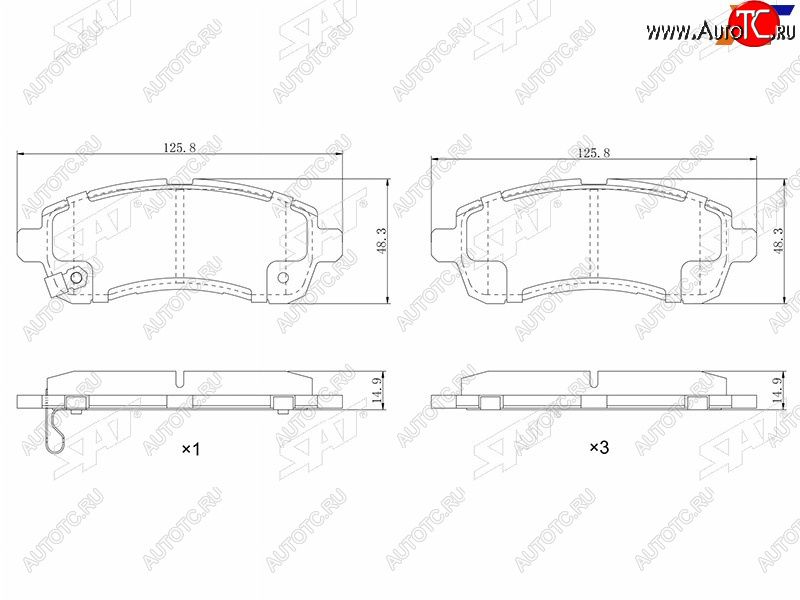 859 р. Колодки тормозные перед FL-FR SAT Mazda Demio 3 DE дорестайлинг (2007-2011)  с доставкой в г. Белгород