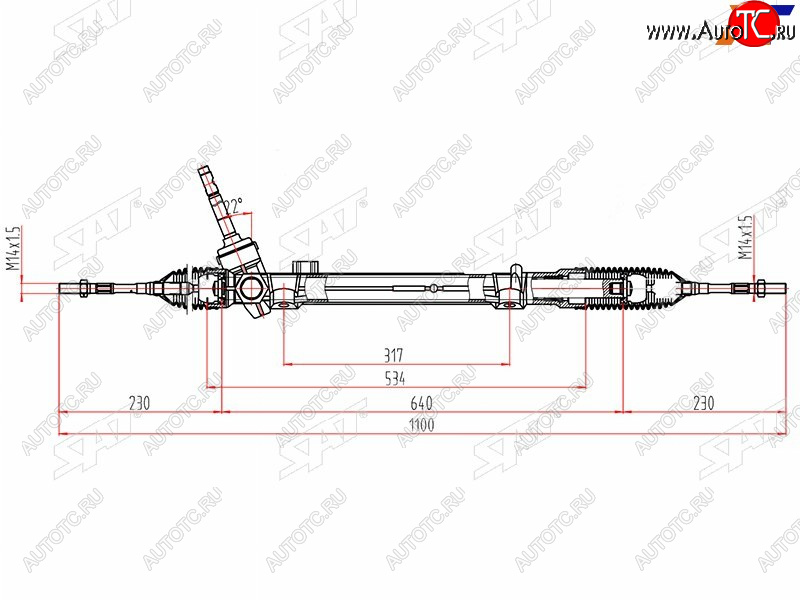 7 499 р. Рейка рулевая LHD SAT Nissan X-trail 3 T32 дорестайлинг (2013-2018)  с доставкой в г. Белгород