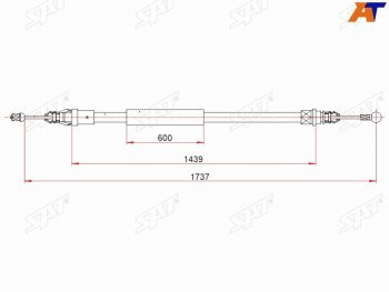 Трос ручного тормоза RH-LH SAT Nissan Interstar T35 дорестайлинг (2001-2003) (длинная база)