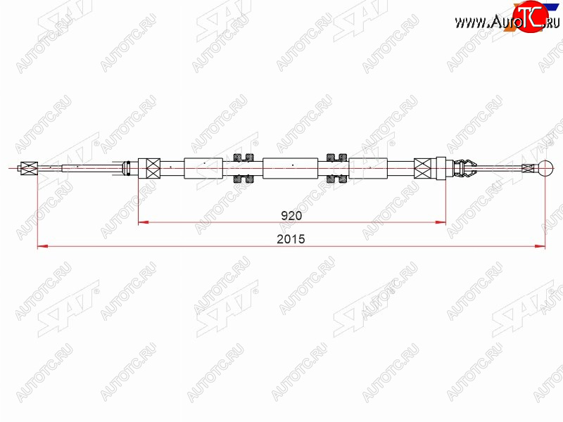 669 р. Трос ручного тормоза LH-RH SAT Renault Kangoo KW0 дорестайлинг (2008-2013)  с доставкой в г. Белгород