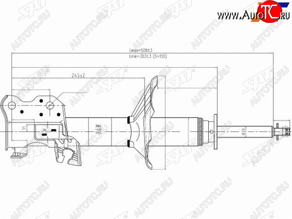 3 299 р. Стойка передняя RH SAT Nissan Almera G15 седан (2012-2019)  с доставкой в г. Белгород