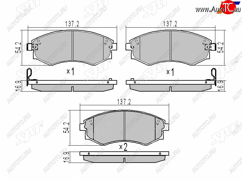 1 099 р. Колодки тормозные передние FR-FL SAT  Hyundai Sonata EF дорестайлинг (1998-2001)  с доставкой в г. Белгород