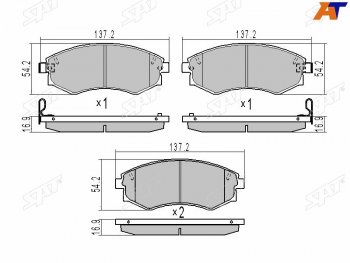 1 099 р. Колодки тормозные передние FR-FL SAT  Hyundai Sonata EF дорестайлинг (1998-2001)  с доставкой в г. Белгород. Увеличить фотографию 2
