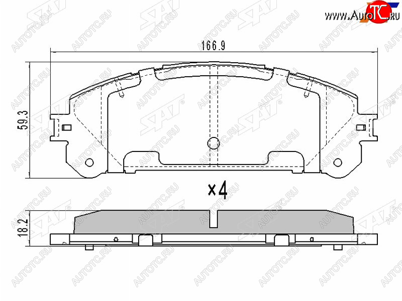 979 р. Колодки тормозные перед FL-FR SAT Toyota Highlander XU50 дорестайлинг (2013-2017)  с доставкой в г. Белгород