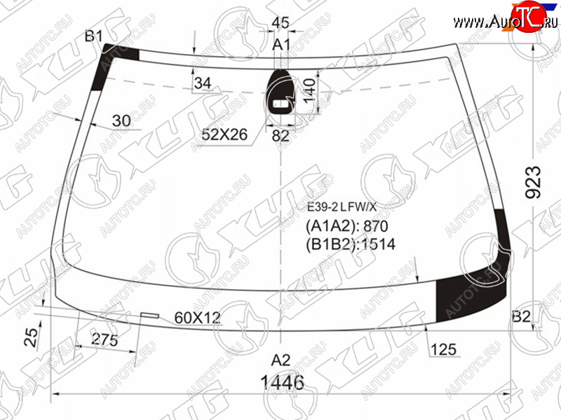 6 649 р. Стекло лобовое (Датчик дождя) XYG BMW 5 серия E39 седан рестайлинг (2000-2003)  с доставкой в г. Белгород