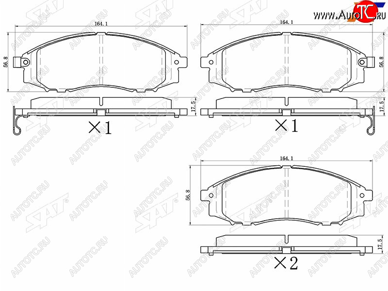 1 129 р. Колодки тормозные перед FR-FL SAT Nissan Navara 2 D40 рестайлинг (2010-2016)  с доставкой в г. Белгород