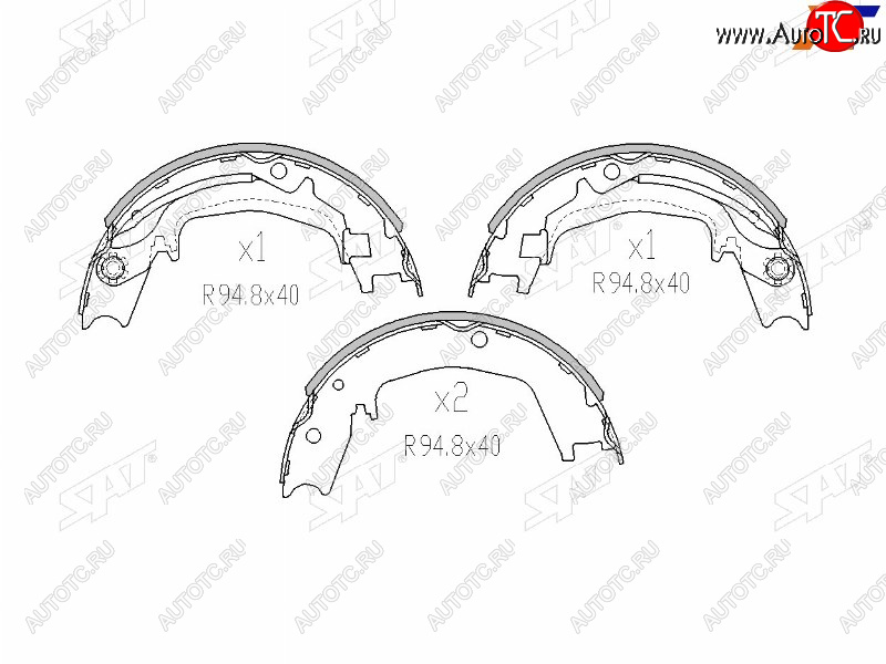 1 599 р. Колодки барабанные задние RH-LH SAT Hyundai Sonata EF рестайлинг ТагАЗ (2001-2013)  с доставкой в г. Белгород