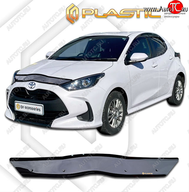 2 079 р. Дефлектор капота (Япония, Европа) CA-Plastic Toyota Yaris XP210 хэтчбэк 5 дв. дорестайлинг (2020-2025) (classic черный, без надписи)  с доставкой в г. Белгород