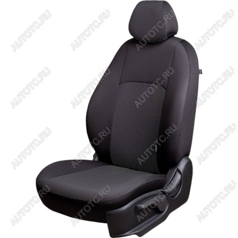 5 399 р. Комплект чехлов для сидений (ЦЗС 3Г Жаккард) Дублин Lord Autofashion Renault Symbol седан LU (2008-2012) (черный, вставка Ёж белая)  с доставкой в г. Белгород
