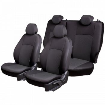 5 399 р. Комплект чехлов для сидений (ЦЗС 3Г Жаккард) Дублин Lord Autofashion Renault Symbol седан LU (2008-2012) (черный, вставка Ёж белая)  с доставкой в г. Белгород. Увеличить фотографию 6