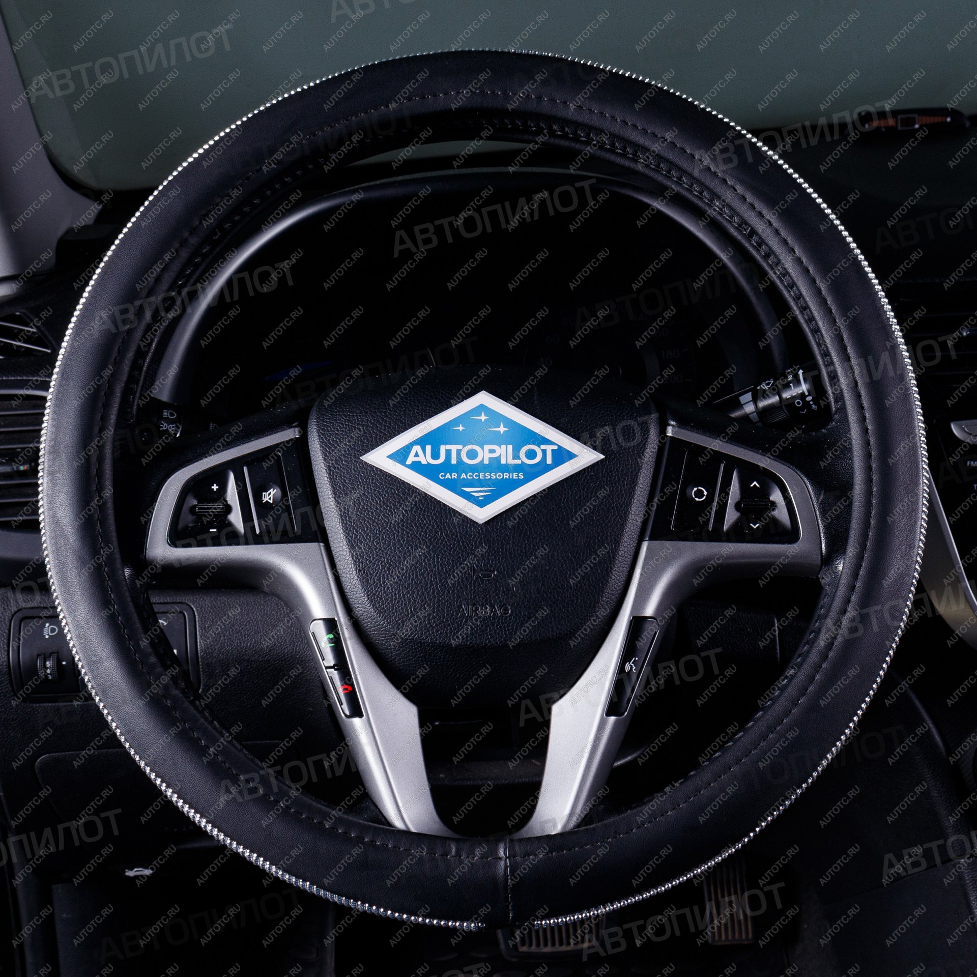499 р. Оплётка на руль (37-39см BLW-025 кож/зам) Автопилот CITROEN C8 (2002-2014) (черный)  с доставкой в г. Белгород